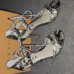 Cream and black high heel sandals size 7